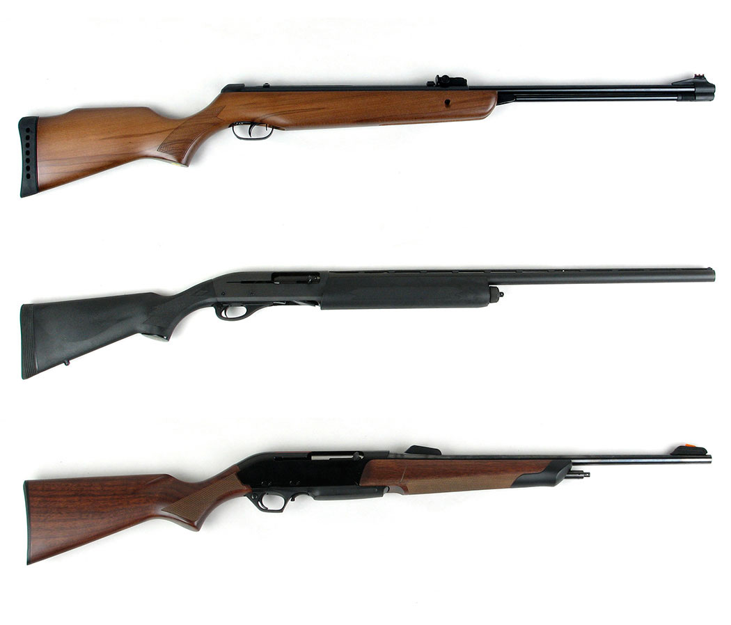 Hunting-modern-rifles-and-shotgun-isolated-on-white-background-